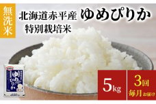 無洗米 北海道赤平産 ゆめぴりか 5kg 特別栽培米 【3回お届け】 米 北海道 定期便