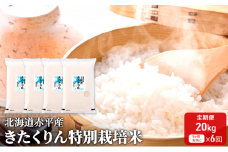 北海道赤平産 きたくりん 20kg (5kg×4袋) 特別栽培米 【1ヶ月おきに6回お届け】 米 北海道 定期便