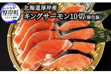 北海道 厚岸産 キングサーモン 10切 個包装 (1切れあたり約90g,合計約900g)