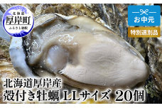 北海道 厚岸産 殻付き 牡蠣 LLサイズ 20個 お中元 特別選別品