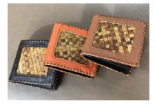 林寿工芸舎 折りたたみ財布(9×8.5×2cmりんご樹皮加工)茶