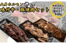 【特製たれ付き】味付け牛・豚焼肉セット900g【牛ハラミ300g/牛ホルモン300g/豚サガリ300g】