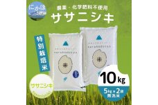 【令和5年産】栽培期間中 農薬・化学肥料不使用 【無洗米】特別栽培米ササニシキ5kg×2