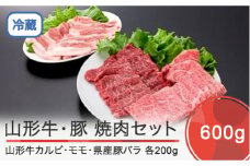 山形牛 カルビ＆モモ＆山形県産豚バラ焼肉セット 計600g ik-gnkyx650