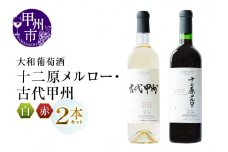 大和葡萄酒が贈る『十二原メルロー』『古代甲州』赤白ワイン２本セット（MG）B16-651