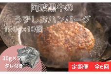 【定期便6回お届け】阿波黒牛のうずしおハンバーグ 150g × 10個　合計9kg