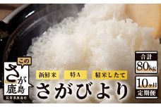 P-7【新鮮米】佐賀県鹿島市産さがびより 白米8kg定期便（１０か月お届け）