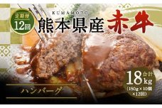 【定期便12回】合志の郷 熊本県産赤牛 ハンバーグ 150g×10個
